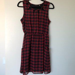 Holiday Hounds tooth patterned red and black dress